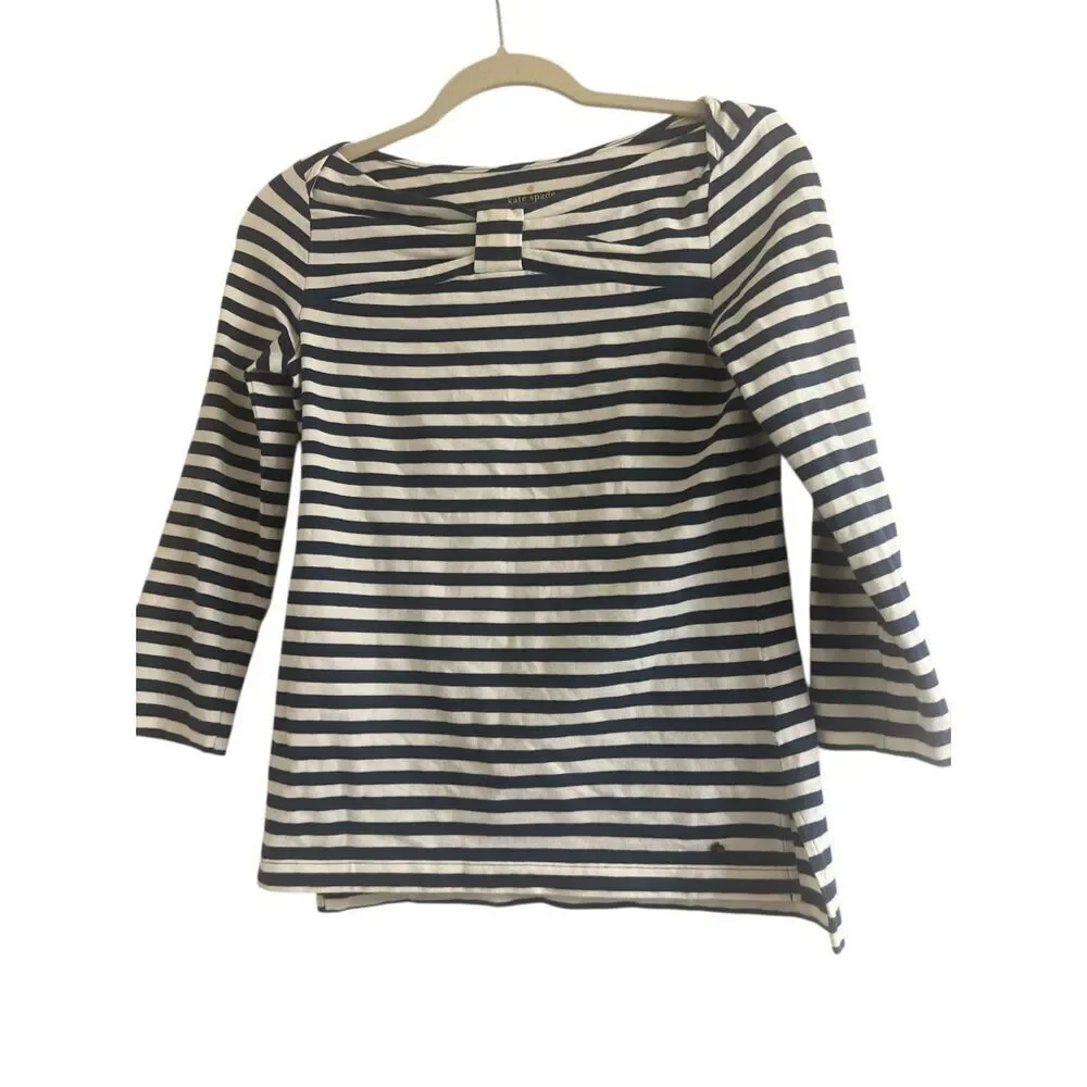 ✨Kate Spade Blue & White Striped Long Sleeve Wheaton Casual Sz Small Top✨